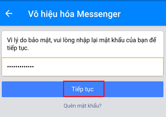 Cách vô hiệu hoá tài khoản Facebook Messenger