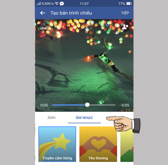 Tạo bản trình chiếu để đăng lên Facebook