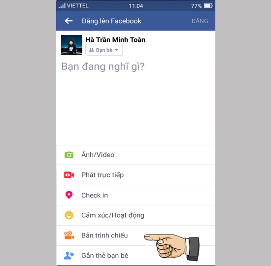 Tạo bản trình chiếu để đăng lên Facebook