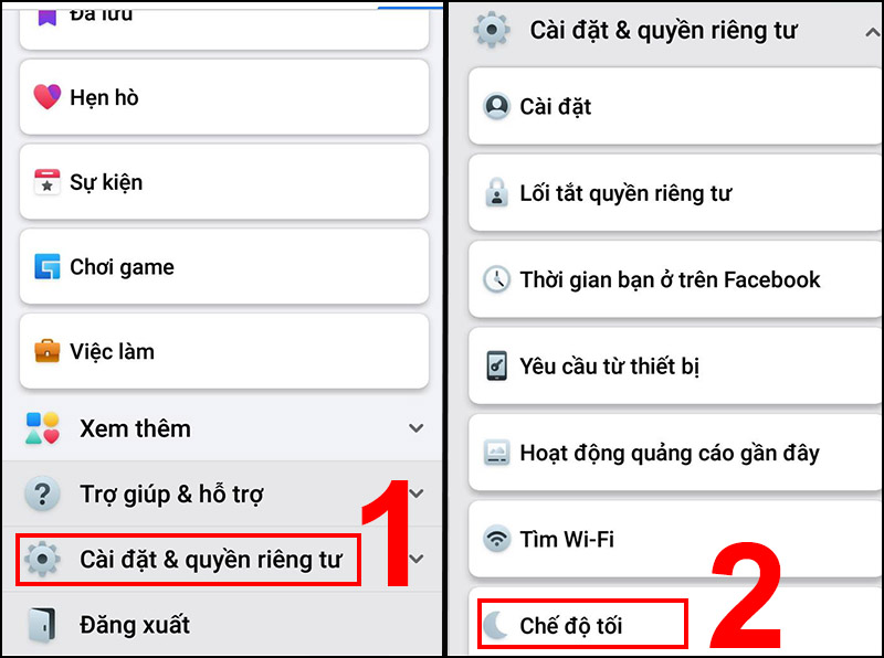 Cách bật, tắt Dark Mode Facebook và Facebook Lite trên điện thoại