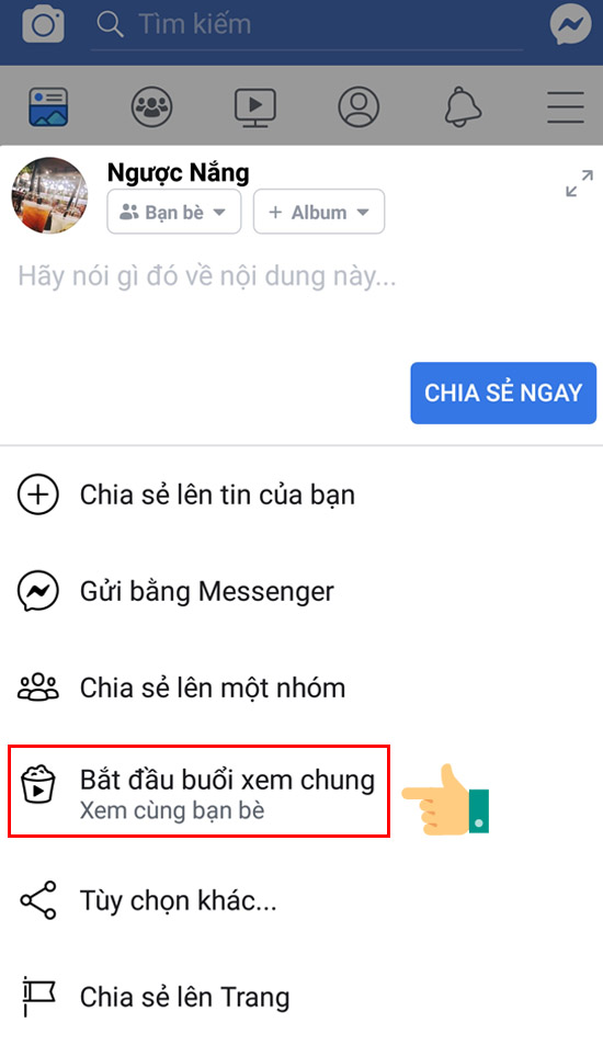 Tính năng mời bạn bè cùng xem video của Facebook
