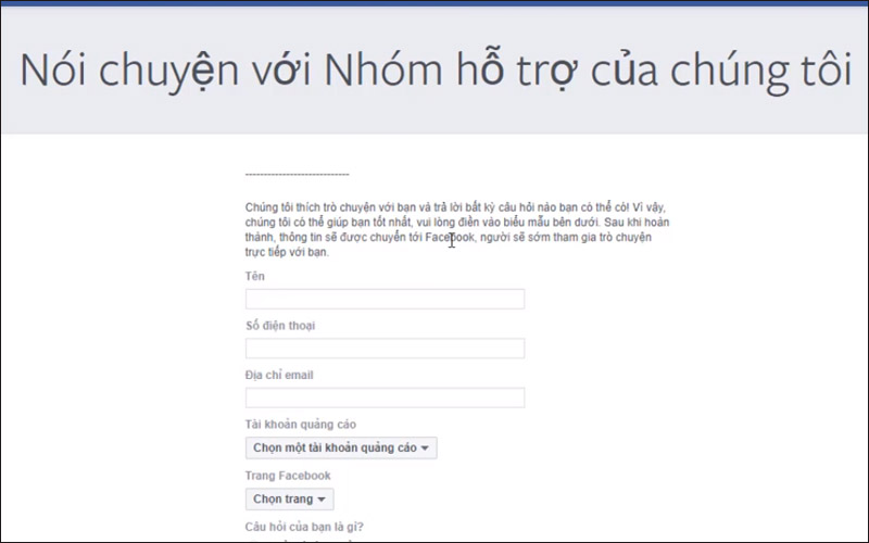 Cách chat support Facebook, liên hệ trực tiếp với Facebook chuẩn nhất