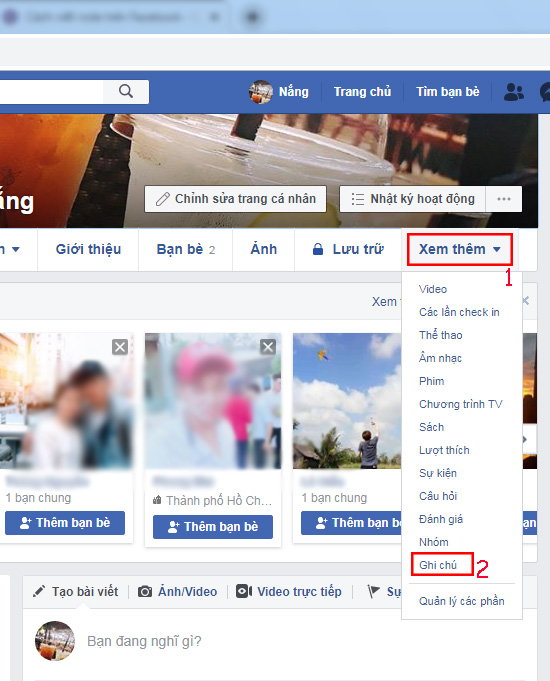 Cách viết note trên Facebook