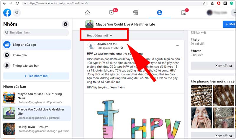Cách xem bài viết mới nhất, gần đây nhất trong các hội nhóm Facebook