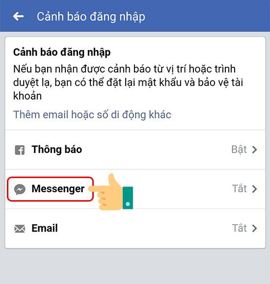 Kích hoạt tính năng cảnh báo đăng nhập Facebook