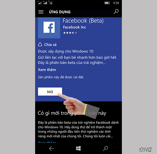 Tải ứng dụng Facebook chính chủ trên Windows Phone 10