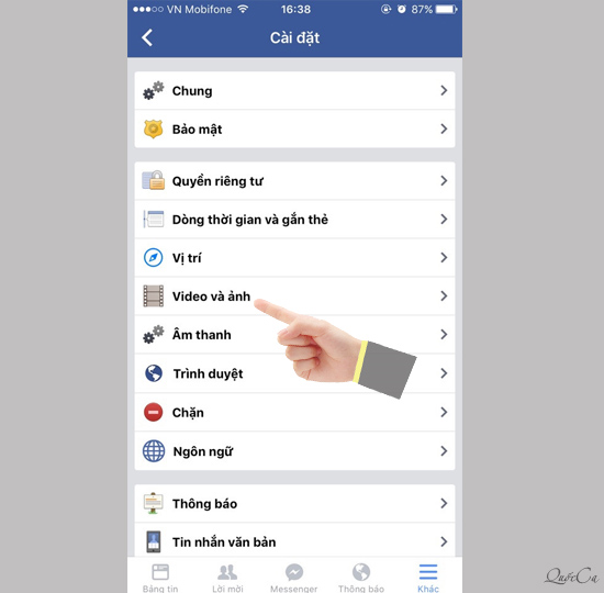Tắt tự phát video trên Facebook iOS
