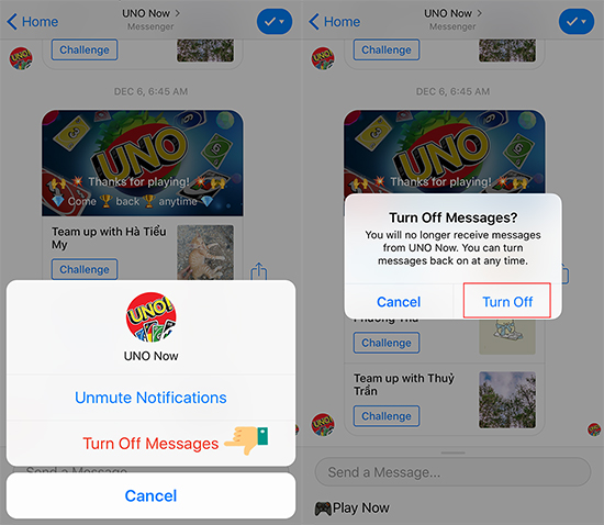 Cách tắt thông báo trò chơi trong tin nhắn Facebook