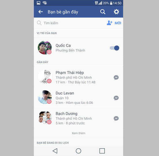 Bạn bè gần đây trên Facebook