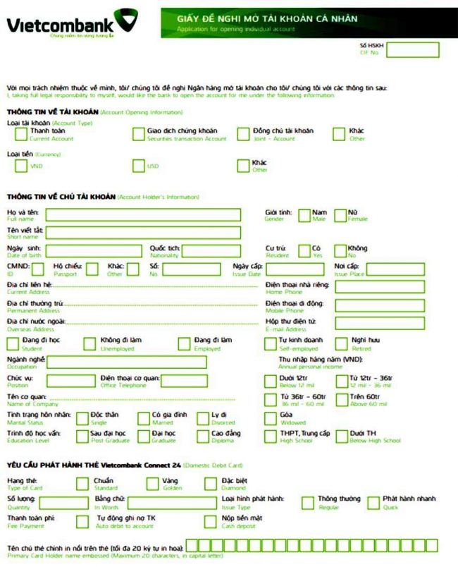 Hướng dẫn cách mở tài khoản ngân hàng Vietcombank năm 2021