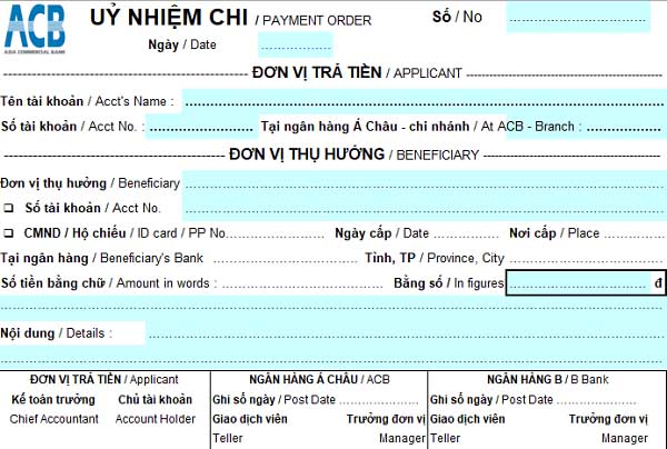 UNC là gì và mẫu ủy nhiệm chi ACB BIDV VCB mới nhất 2021