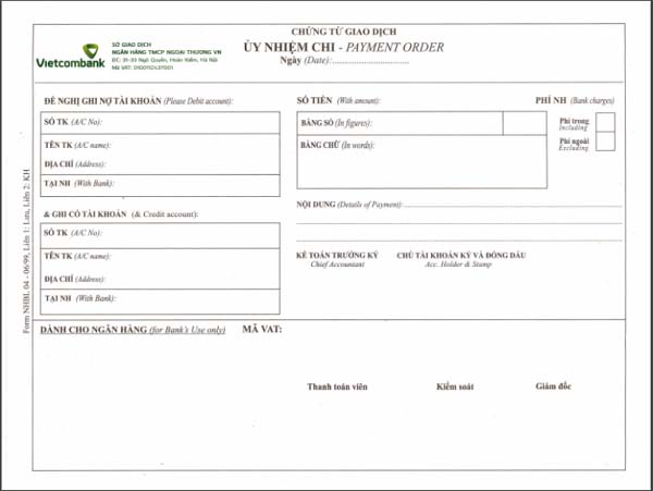 UNC là gì và mẫu ủy nhiệm chi ACB BIDV VCB mới nhất 2021