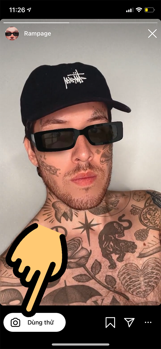 Cách quay video filter hình xăm trên Instagram