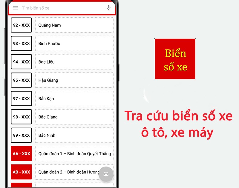 Biển số xe - Ứng dụng tra cứu biển số xe máy, ô tô toàn quốc