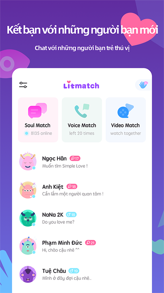 Litmatch - Kết nối, trò chuyện, nhắn tin ngẫu nhiên cùng bạn mới