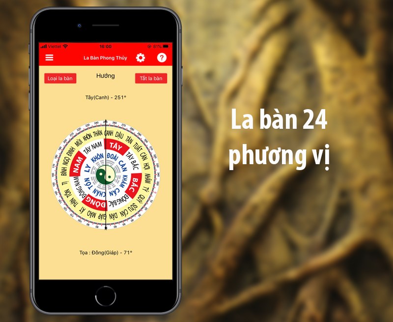 Ứng dụng la bàn phong thuỷ xem hướng phong thuỷ trên la bàn