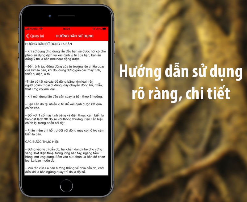 Ứng dụng la bàn phong thuỷ xem hướng phong thuỷ trên la bàn