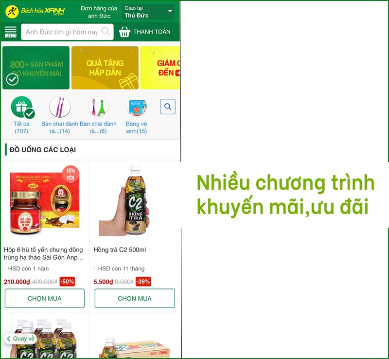 Ứng dụng Bách Hoá Xanh: Mua hàng, đi chợ online tiện lợi