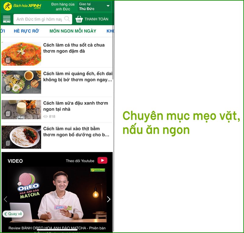 Ứng dụng Bách Hoá Xanh: Mua hàng, đi chợ online tiện lợi