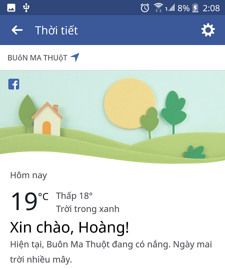 Cách xem dự báo thời tiết ngay trên Facebook