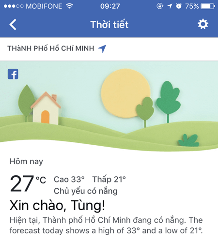 Cách xem dự báo thời tiết ngay trên Facebook