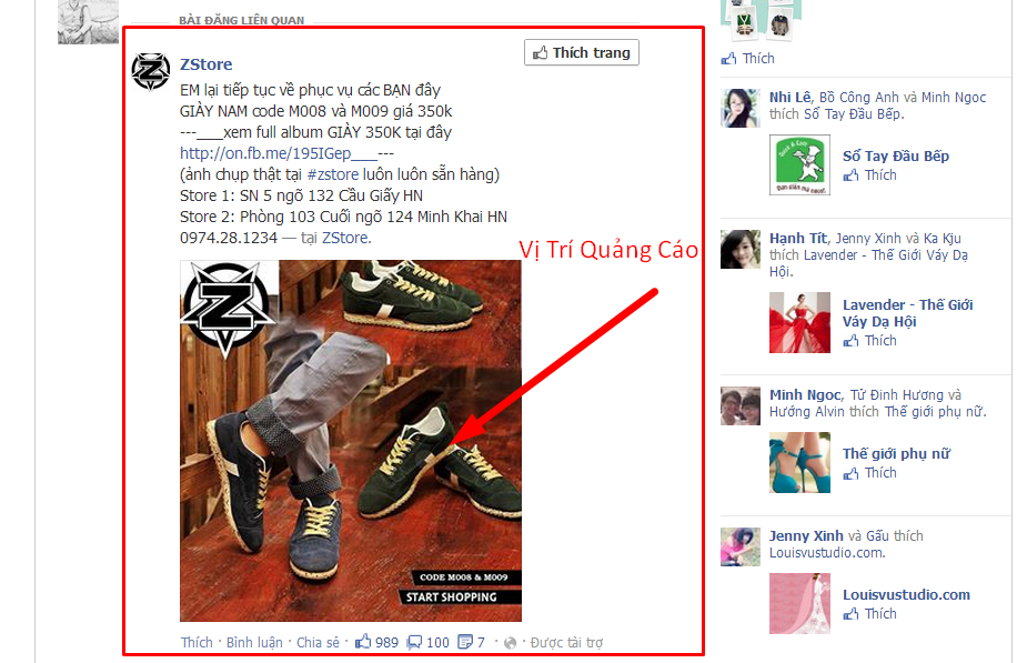 quảng cáo bài viết trên fanpage