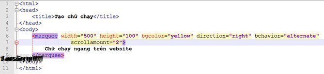 Thẻ Marquee là gì và các thuộc tính thẻ marquee thông dụng?