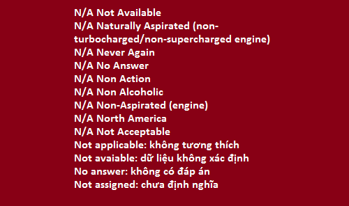 N/A là gì? Ứng dụng của N/A như thế nào?