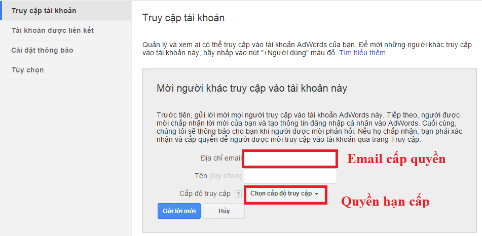 Cách Phân Quyền Truy Cập Google Ads