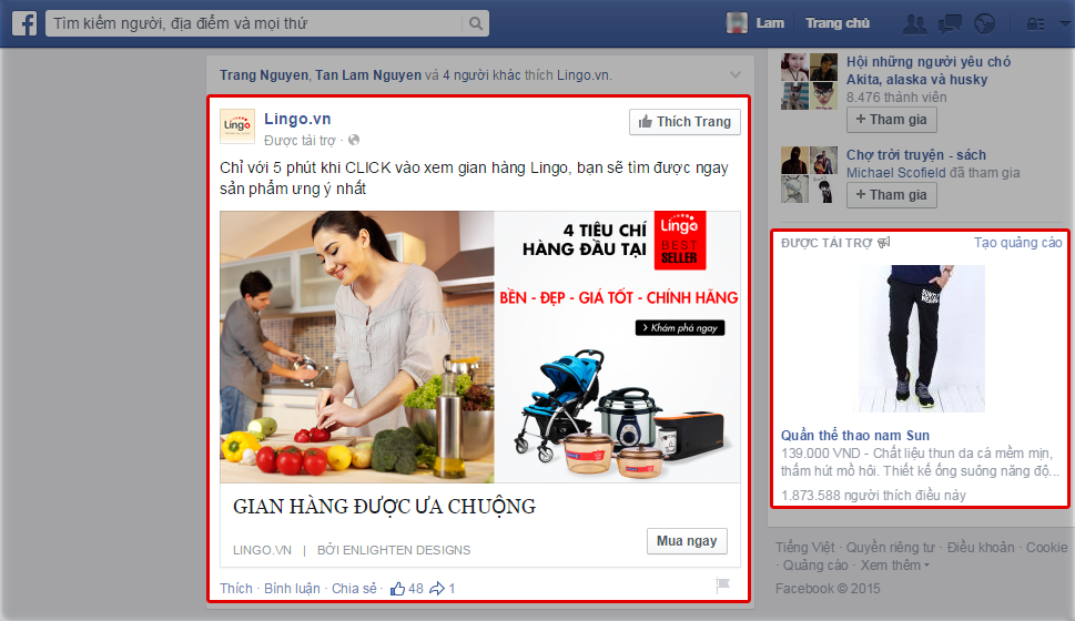 quảng cáo facebook