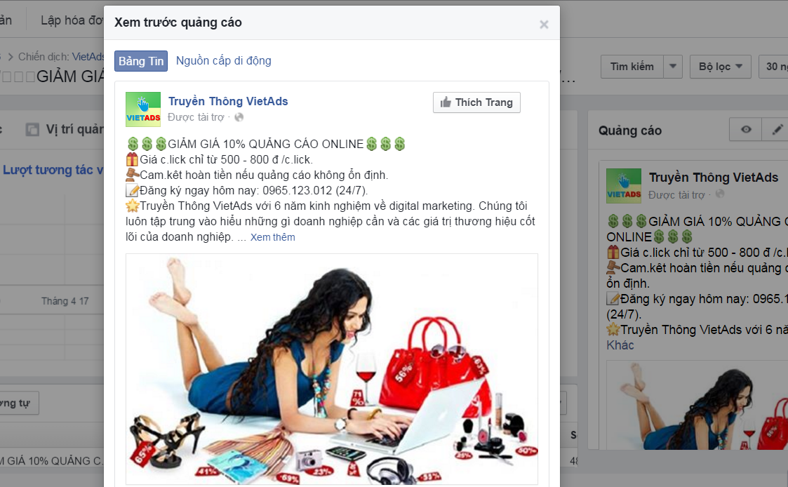 Các dạng quảng cáo trên Facebook