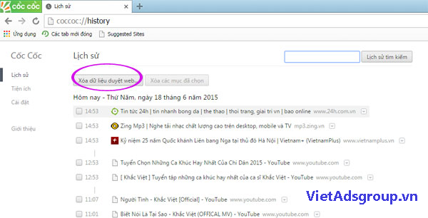 Hướng Dẫn Cách Xóa Dữ Liệu Duyệt Web Trên Trình Duyệt Cốc Cốc?