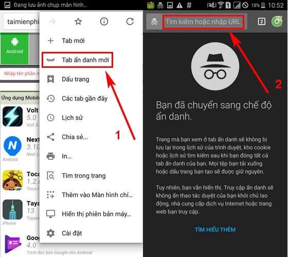 Duyệt web ẩn danh trên Cốc cốc trên điện thoại iPhone, Android?