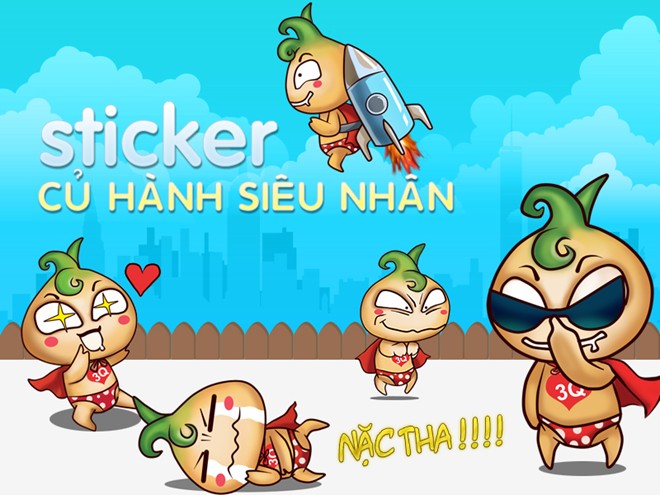 Sticker Củ Hành Siêu Nhân có 6 triệu lượt tải trên Quảng Cáo Zalo?