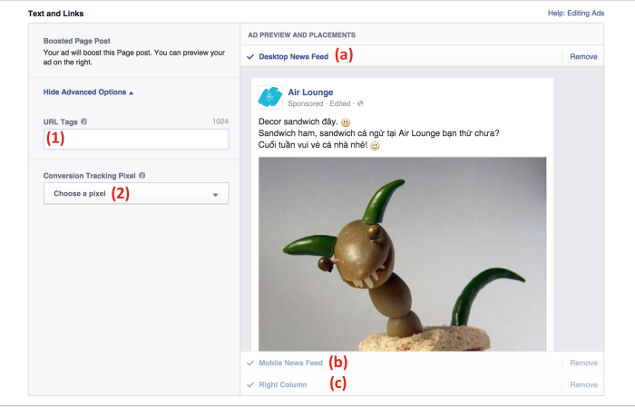 Xem trước giao diện xuất hiện quảng cáo facebook trên facebook