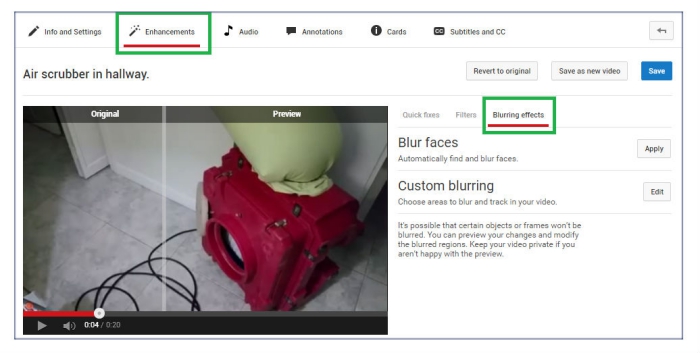 Cách làm mờ đối tượng trong video upload lên YouTube?