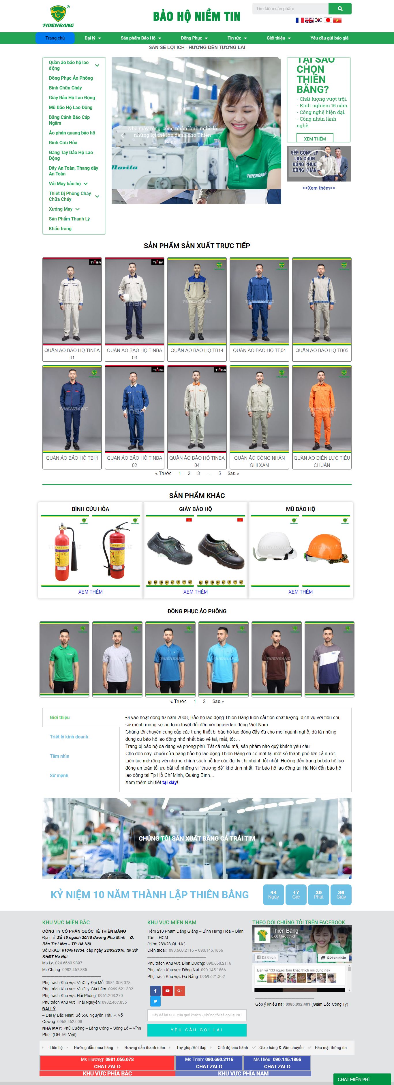 Thiết kế Web bảo hộ lao động thienbang.com