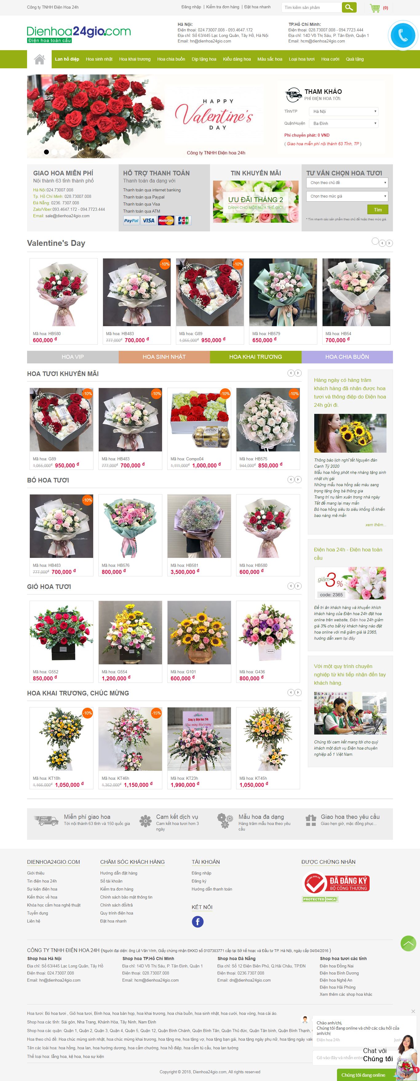 Thiết kế Web điện hoa dienhoa24gio.com