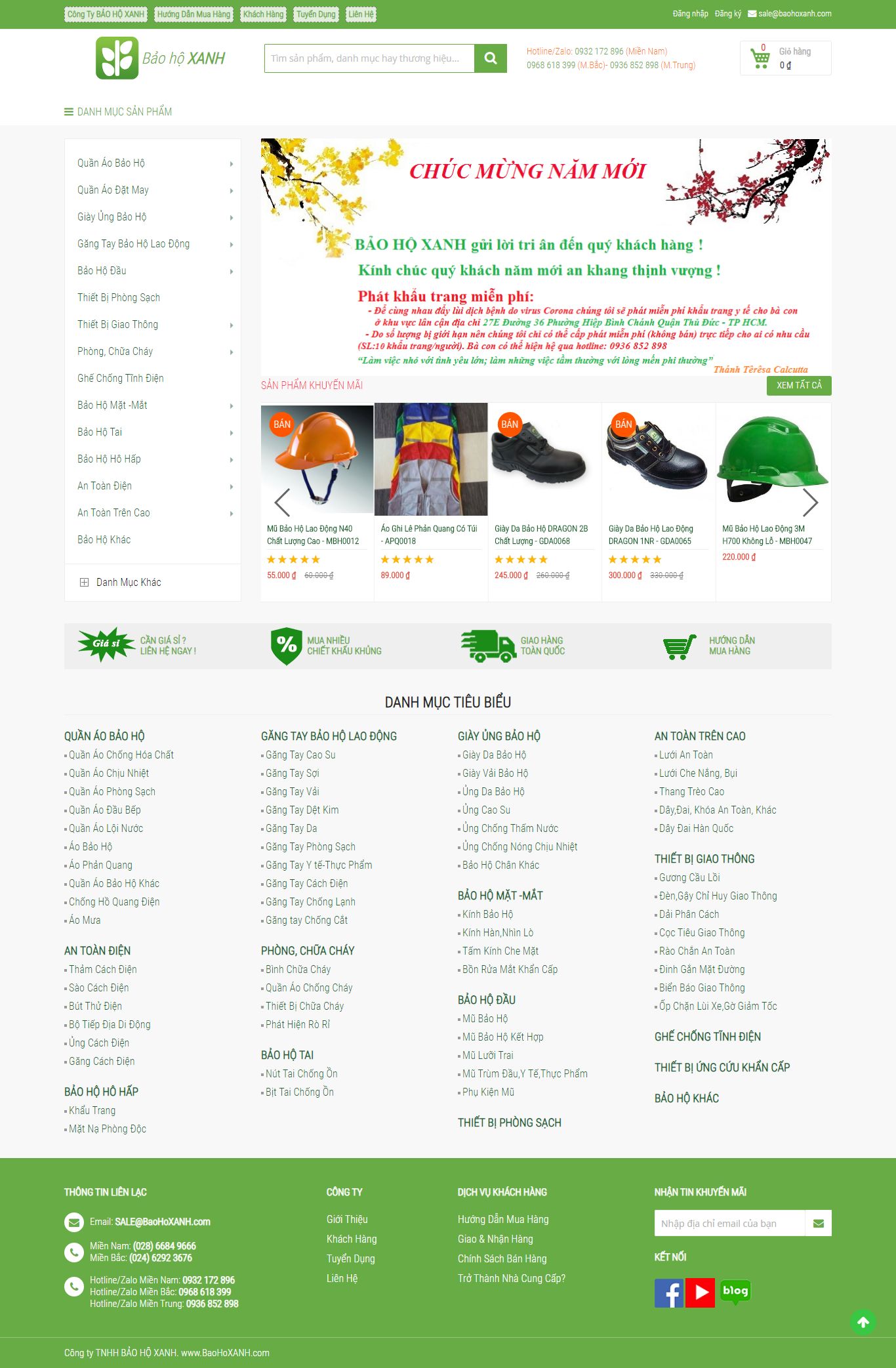 Thiết kế Web bảo hộ lao động baohoxanh.com