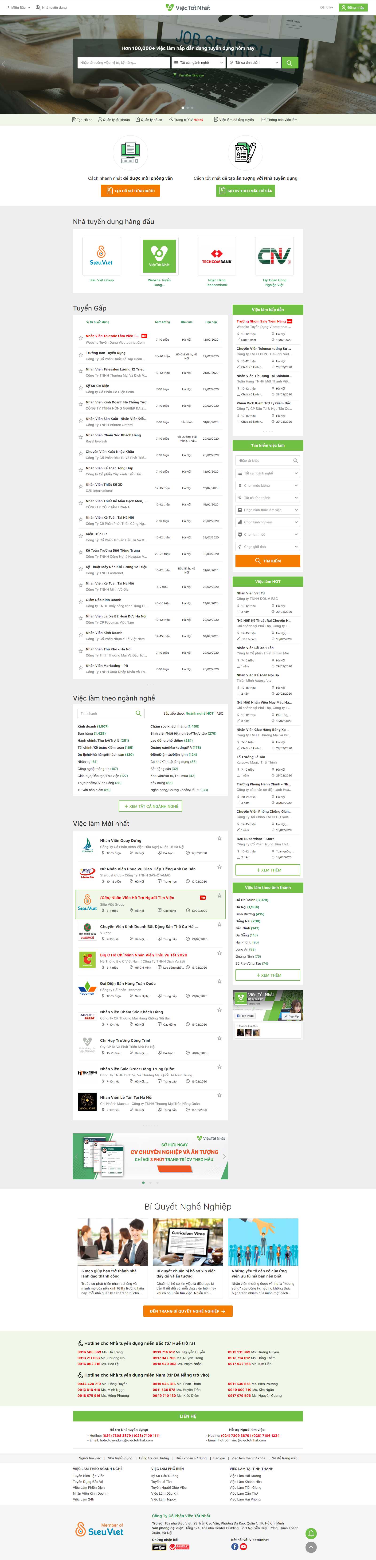 Thiết kế Web tuyển dụng viectotnhat.com