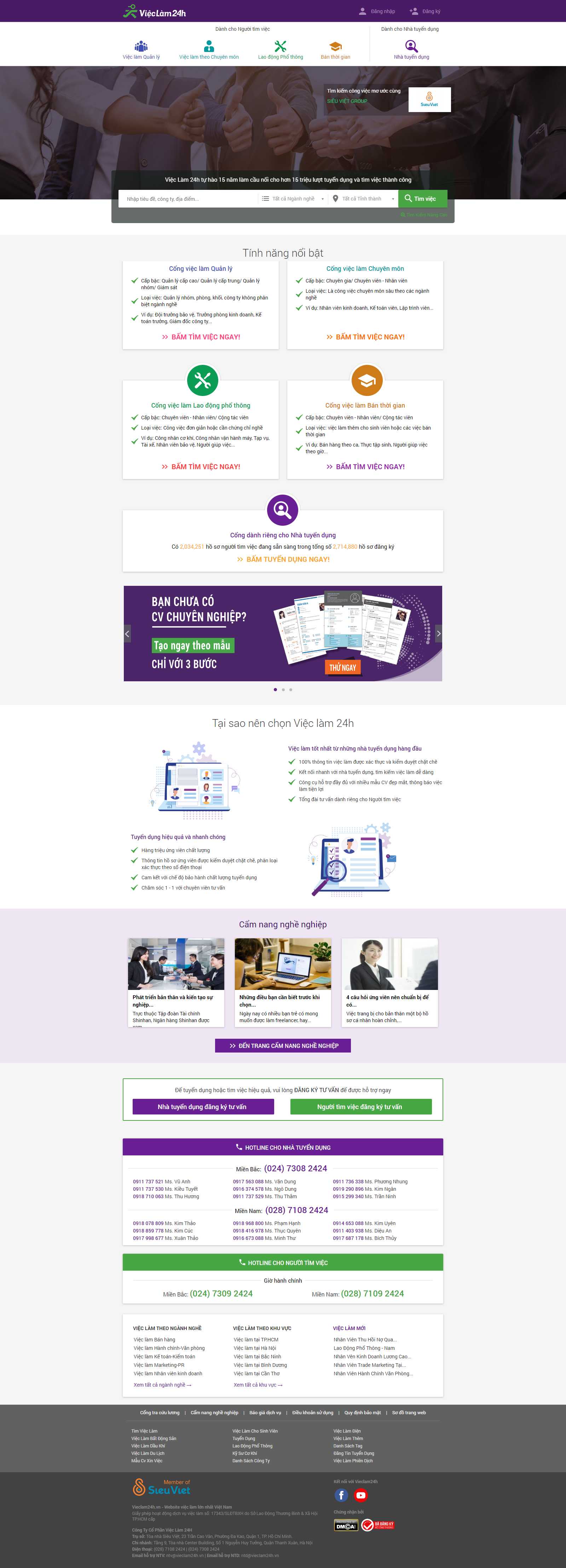 Thiết kế Web tuyển dụng vieclam24h.vn