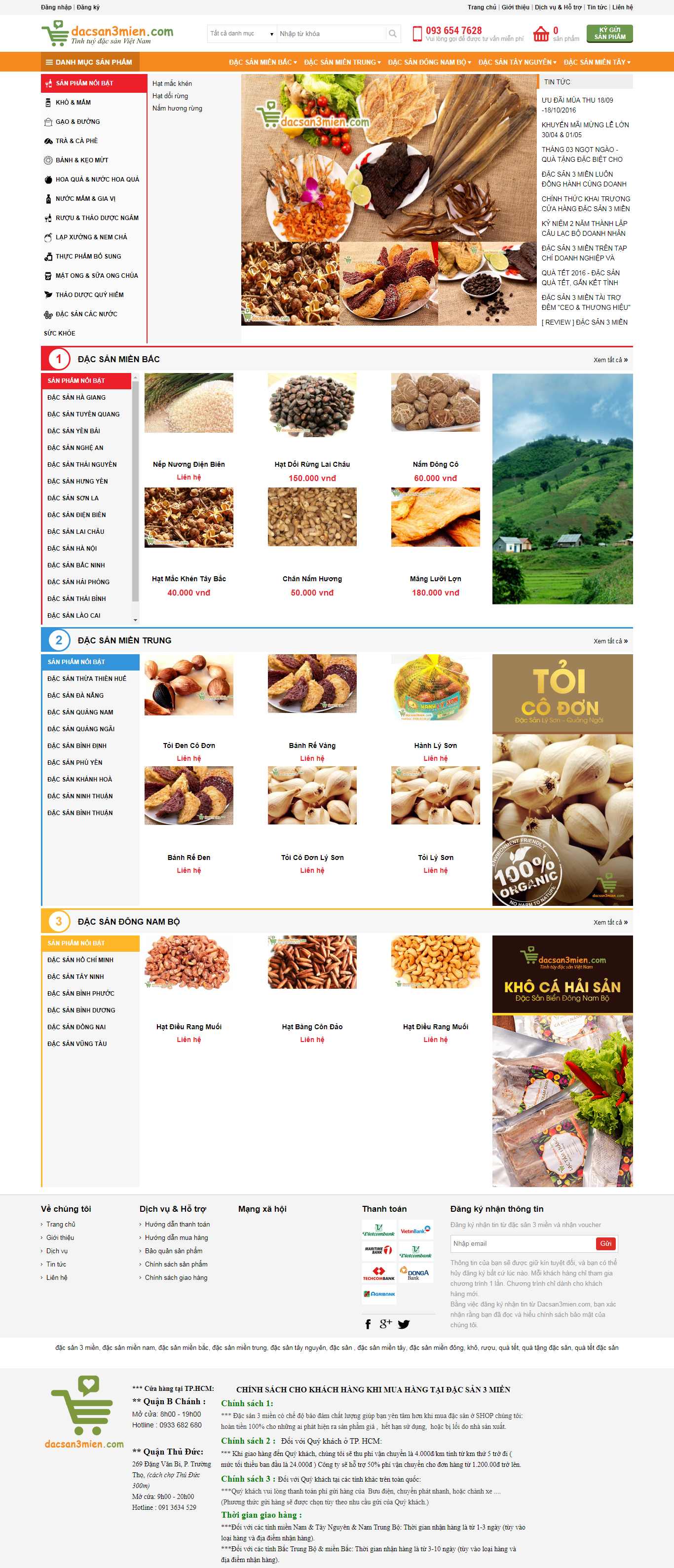 Thiết kế Web đặc sản dacsan3mien.com