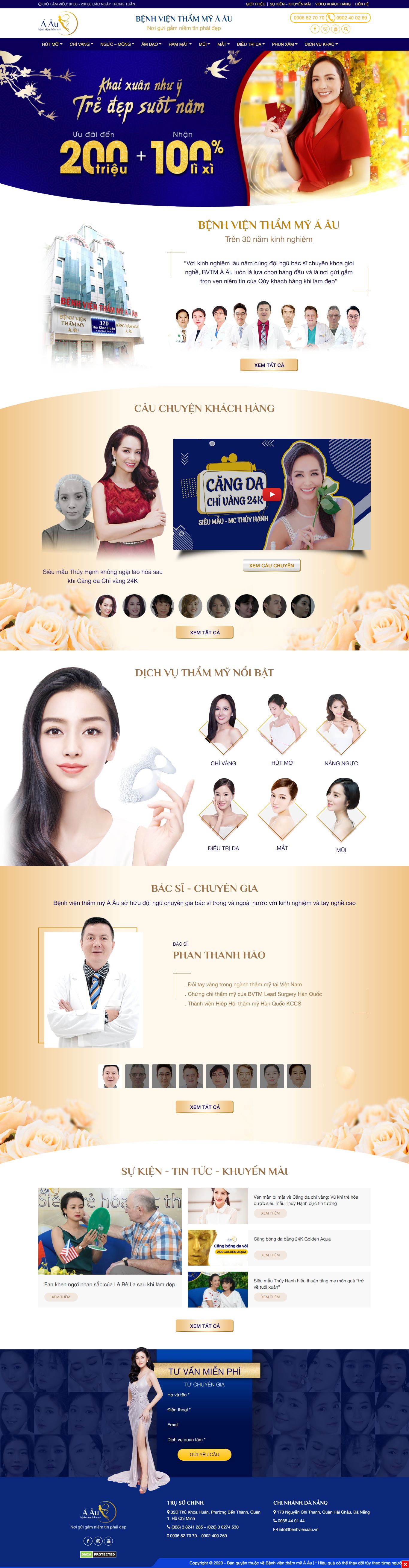 Thiết kế Web thẩm mỹ viện benhvienaau.vn