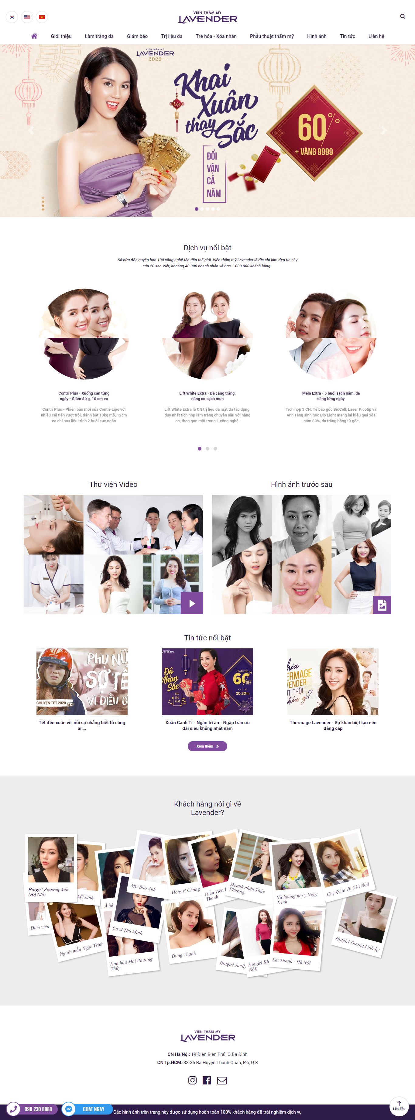 Thiết kế Web thẩm mỹ viện vienthammylavender.vn