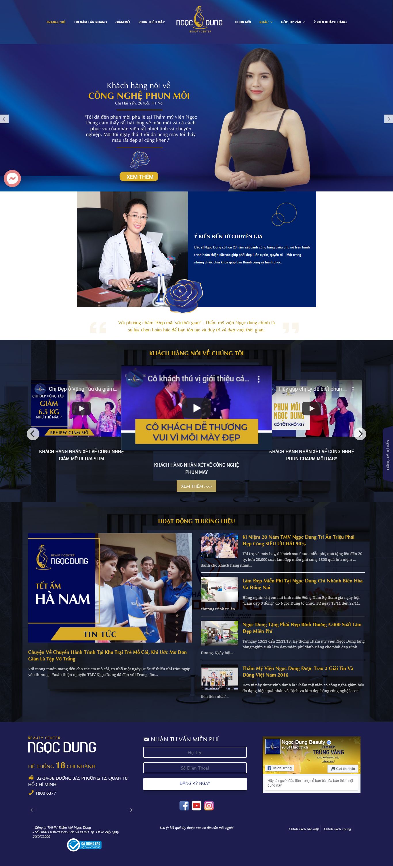 Thiết kế Web thẩm mỹ viện ngocdung.net