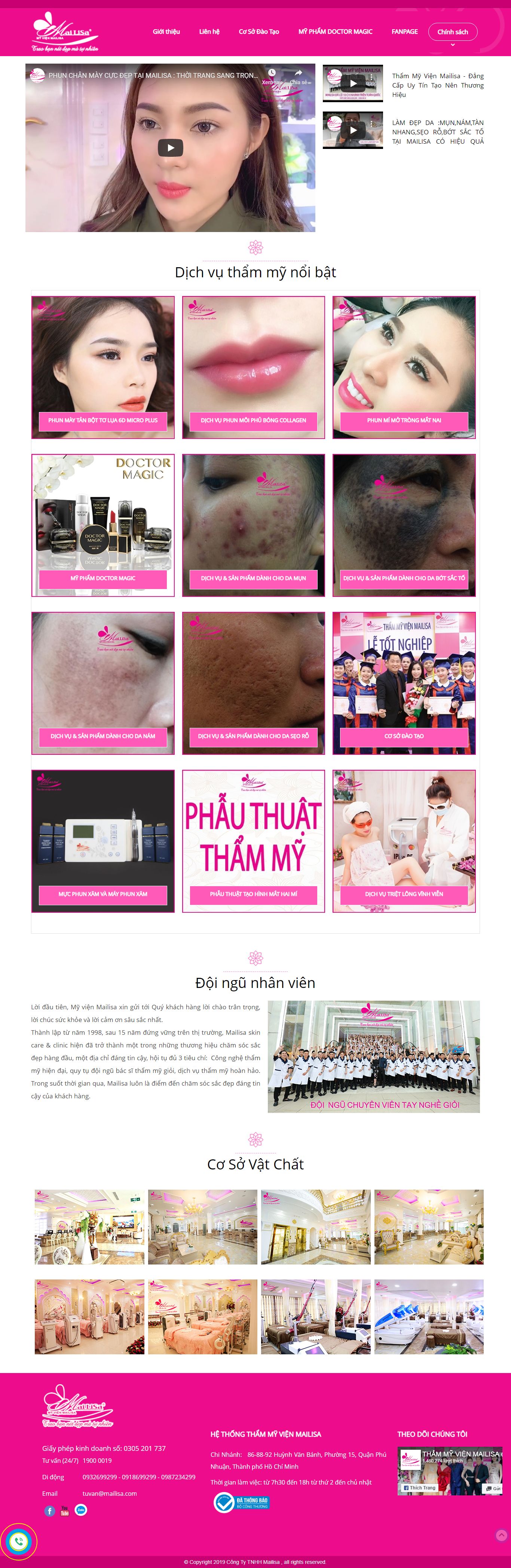 Thiết kế Web thẩm mỹ viện mailisa.com