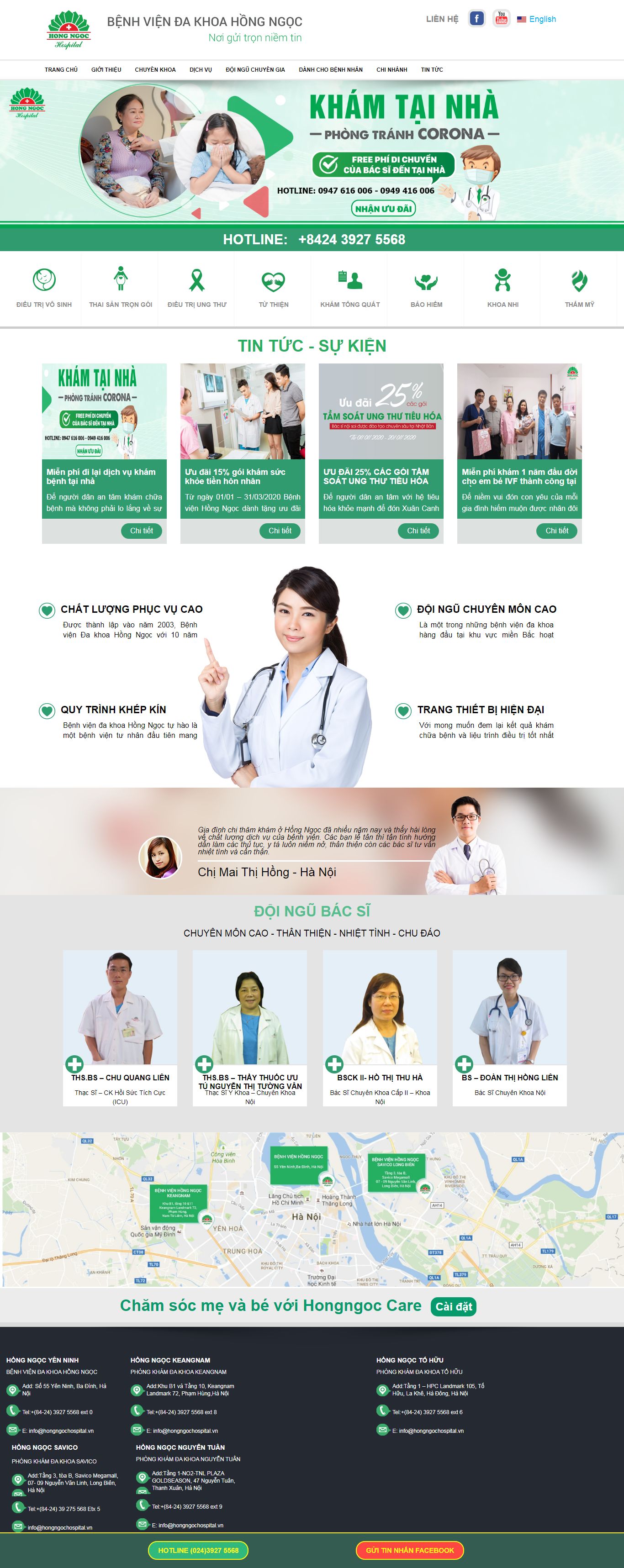 Thiết kế Web spa hongngochospital.vn