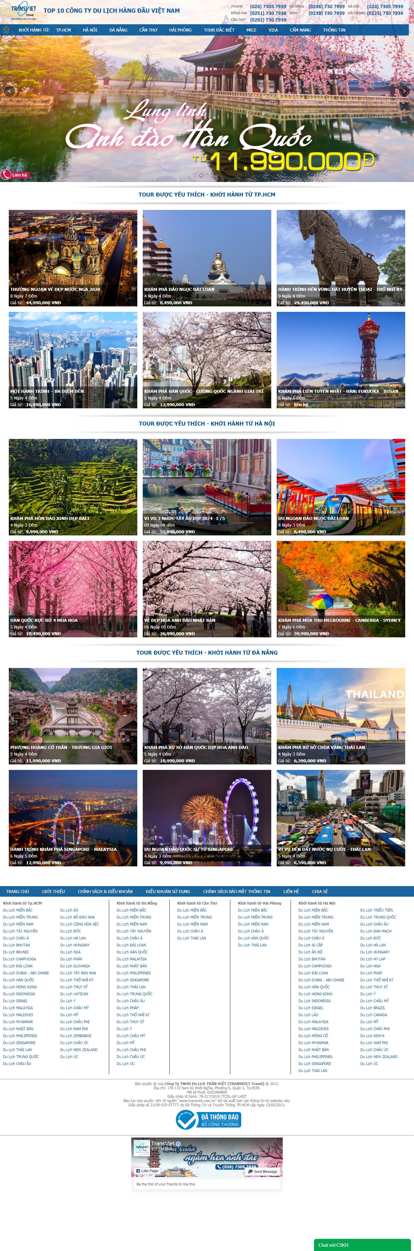 Thiết kế Web travel transviet.com.vn