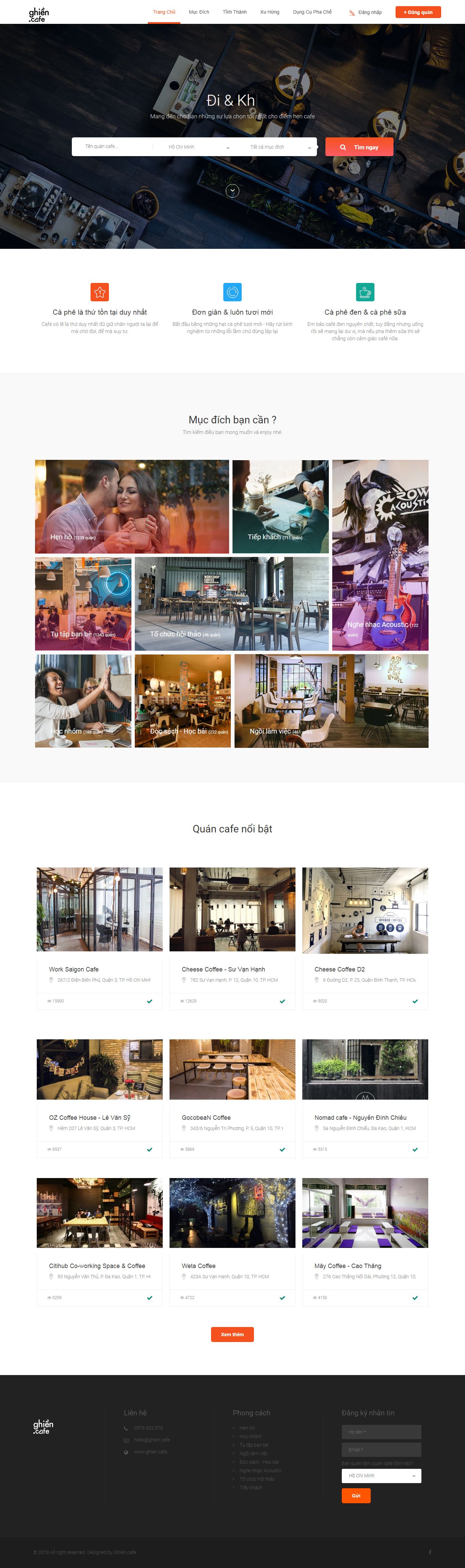 Thiết kế Web coffee ghien.cafe
