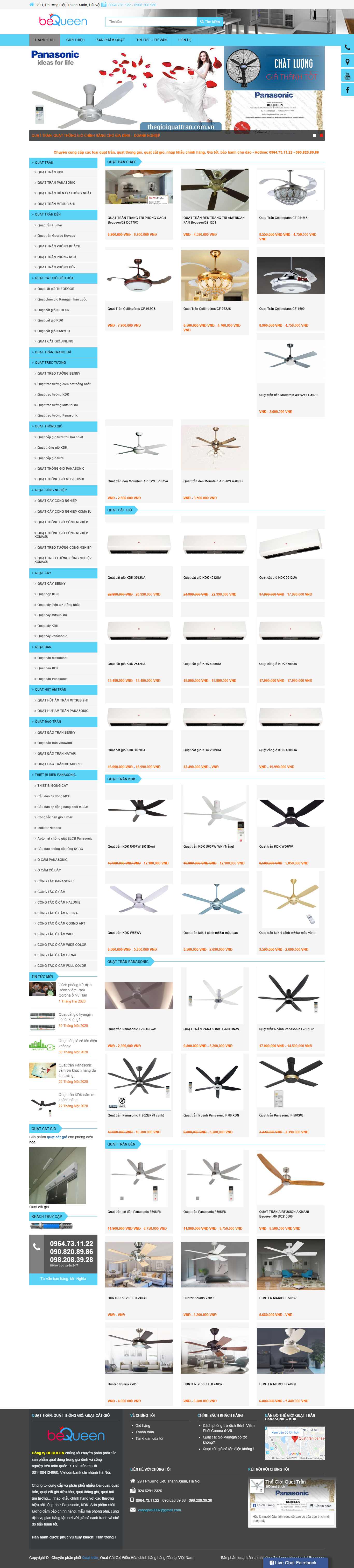 Thiết kế Web quạt trần thegioiquattran.com.vn